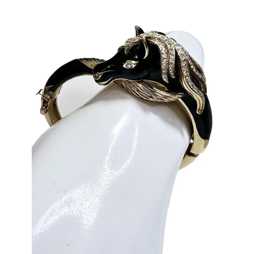 Panetta Rare Swarovski Rhinestone Horse head and Enamel Vintage Costume Bracelet - Picture 2 of 16